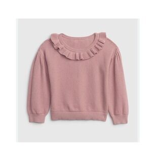 Gap Toddler Girls Ruffle Sweater Crew Neck Antique Pink 100% cotton Size 4 years